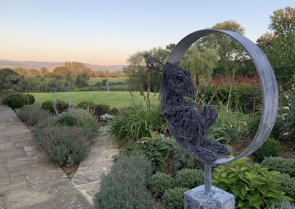 My little hare wire sculpture has been greatly admired this summer, made from steel wire with an aged zinc finish he fits into any garden setting. This sculpture was commissioned at the 2019 RHS Chelsea Flower Show for a garden in the New Forest, Hampshire. All my wire sculptures are created from drawings selected by my clients and my new wire sculptures for 2020 will reflect a slight change in direction